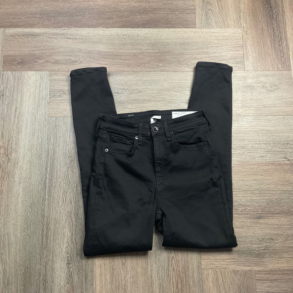 Rag & Bone Nina High Rise Ankle Skinny Jeans Womens 26 Black Classic Preppy Boho